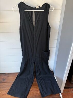 Roxy women’s Black Sleeveless Wide-Leg Jumpsuit size small linen blend